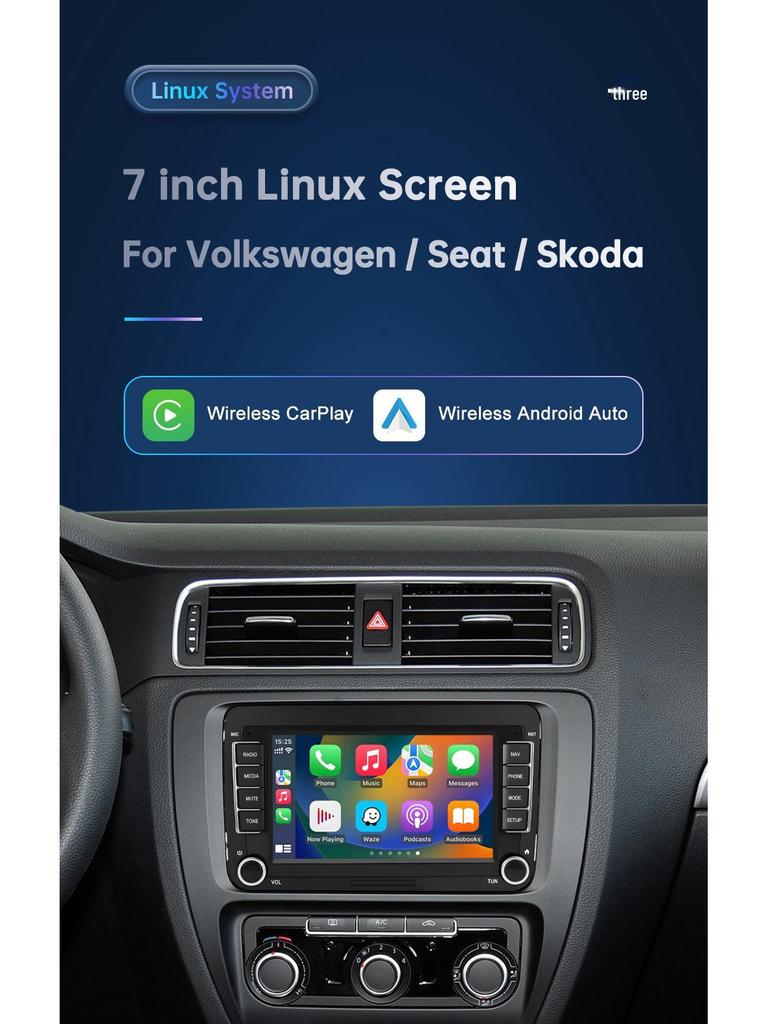 7-inch CarPlay Multimedia Display for Volkswagen, SEAT, Skoda (2003-2015 Models)