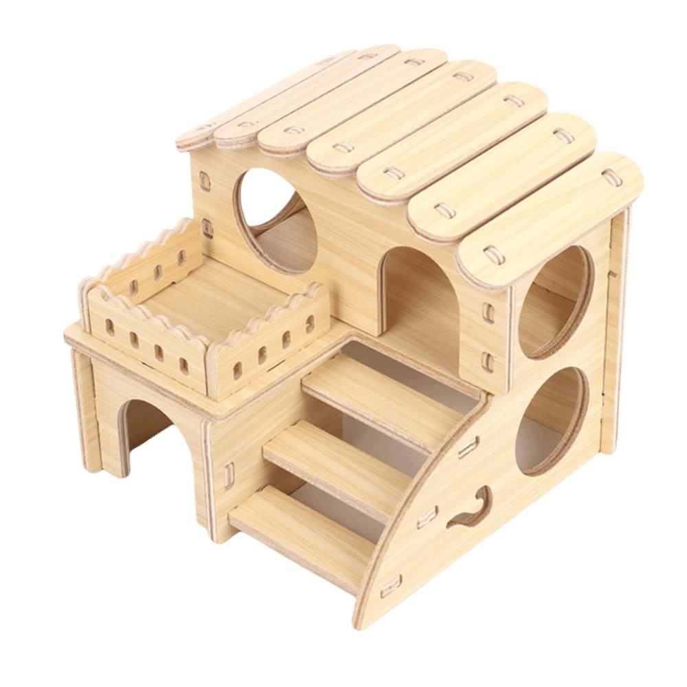 Wooden Platform House Chewable Hamster Climb Toy New Hamster Villa Pet Supplies
