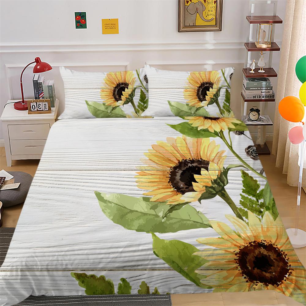 Juego de funda nórdica con estampado de flores en 3D, ropa de cama, colchas de poliéster de tamaño doble, ropa de cama para el hogar a la moda