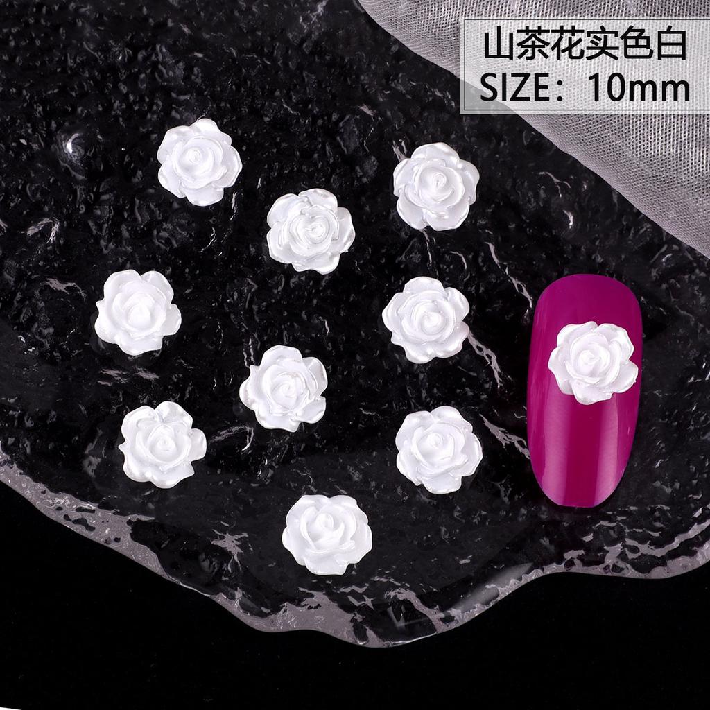 Nail Art Resin Camellia White Rose Ornament Nail Ice Transparent Three-Dimensional Light Changing Flower Accessories