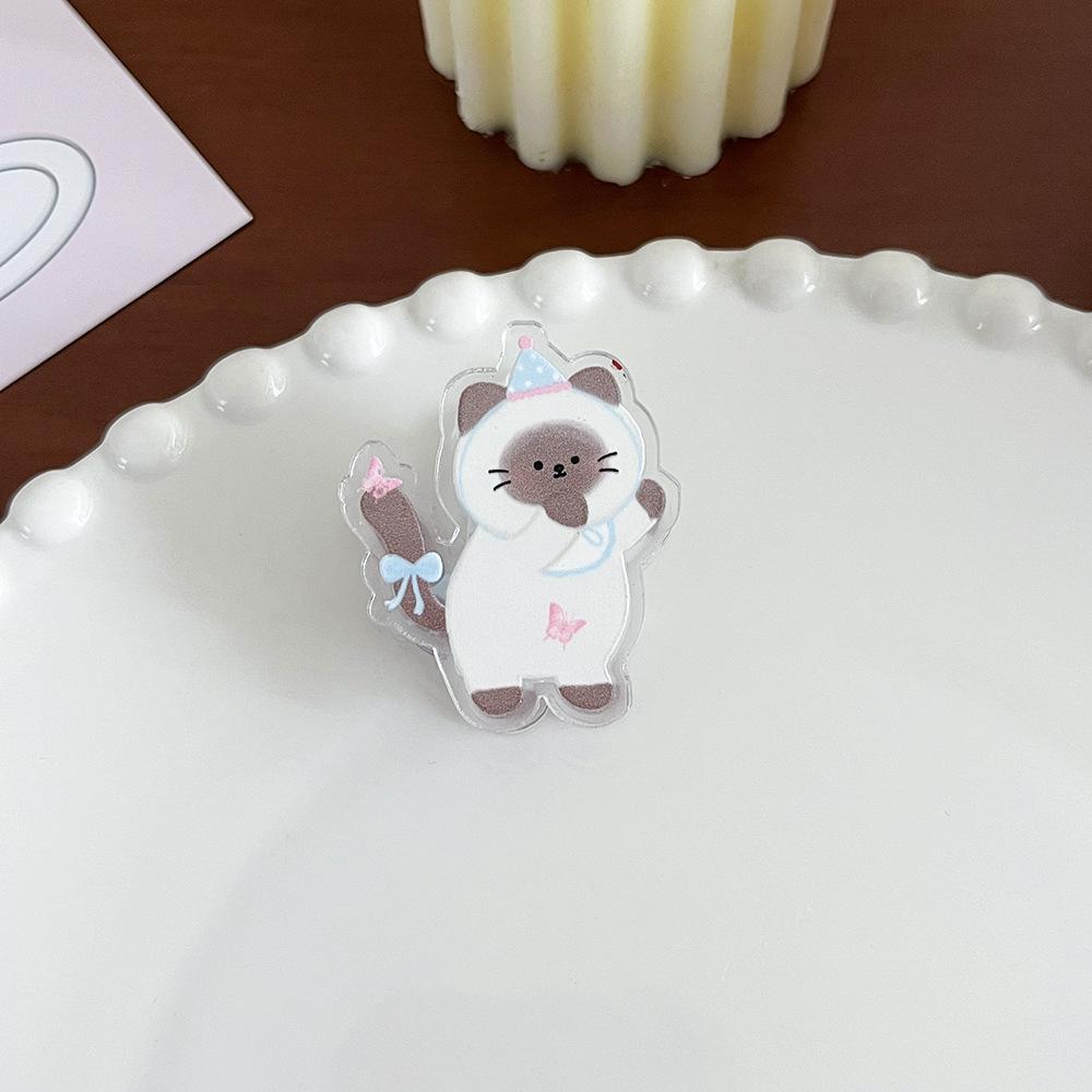 Cute Cat Acrylic Clip Sealing Long Tail Binder Clip Scrapbook Note Paper Clips for Student Kawaii Stationery Gift