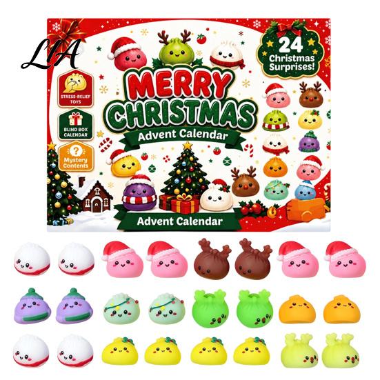 Mini Soft Toys for Party Favors 2026 Christmas Dumplings Advent Calendar with 24 Bun Squeeze Educational Fidget Tools Concentration Toys, Festive