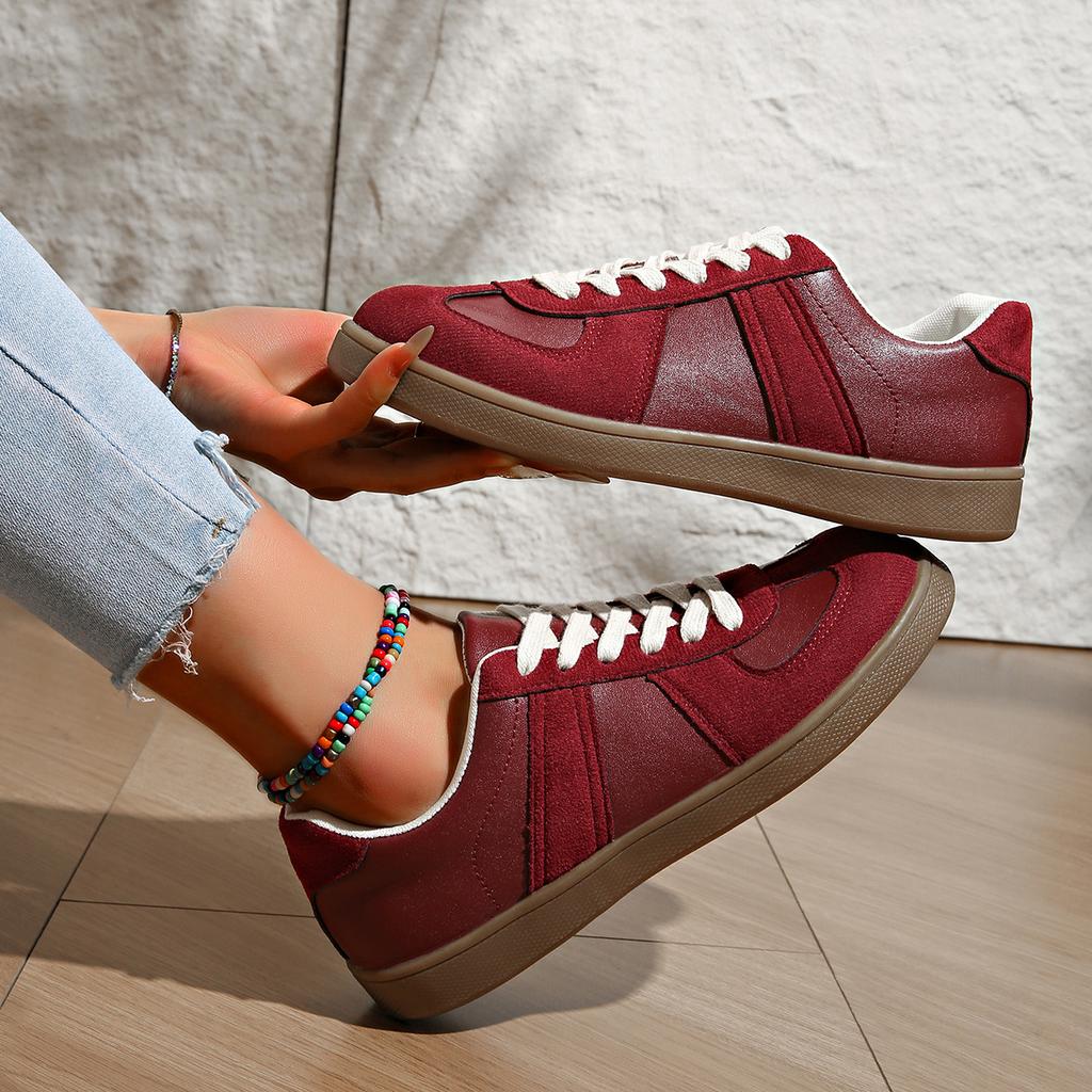 Ladies' Classic Low Cut Sneakers - Comfortable Lace Up Casual Shoes, All Season Sneakers, Training Shoes, Solid Color, Flat Head, Lace Up Closure