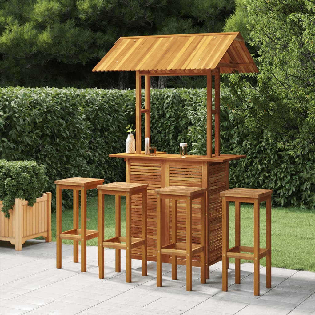 5-teiliges Garten-Barservice Massives Akazienholz