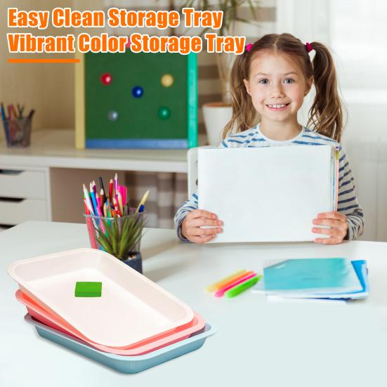 5Pcs Storage Trays Vibrant Color Easy To Clean Stackable Multipurpose Space-Saving Design Reusable Paint Trays