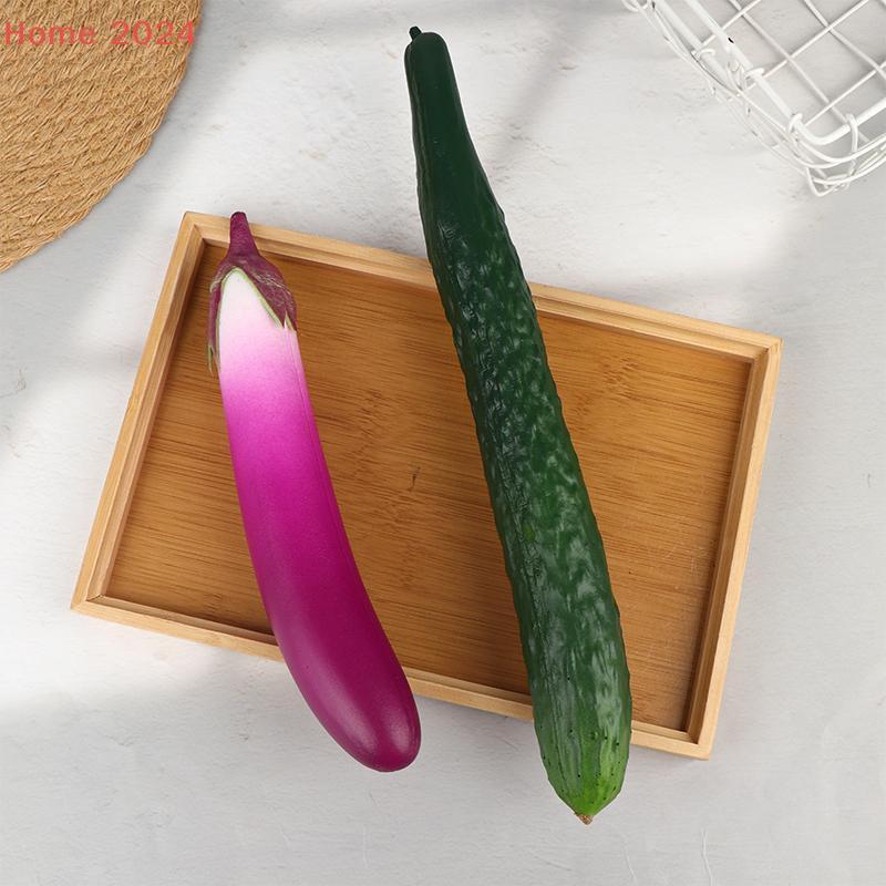 Realistic Soft And Safe Rtificial Simulation Vegetables Ornament Fake Cucumber Aubergine Display Replicas For Photography Props