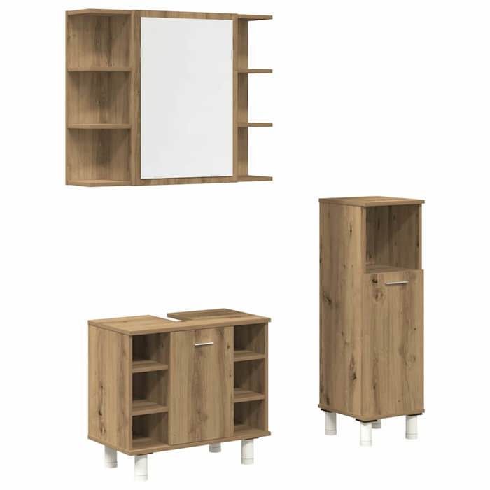 VidaXL Ensemble de meubles salle de bain 3 pcs bois d'ingénierie, armoire de salle de bain, placard de salle de bain, meuble 3328568