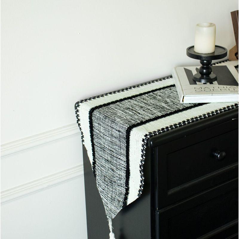 

Скатерть-дорожка Китайский Дзен Чехол для пианино Доступная Роскошь Классное Украшение Бокового Шкафа Чайный Столик Хлопок и Лен Скатерть-дорожка Ткань с Тканой Кисточкой Black and white tip without specifications 30-50