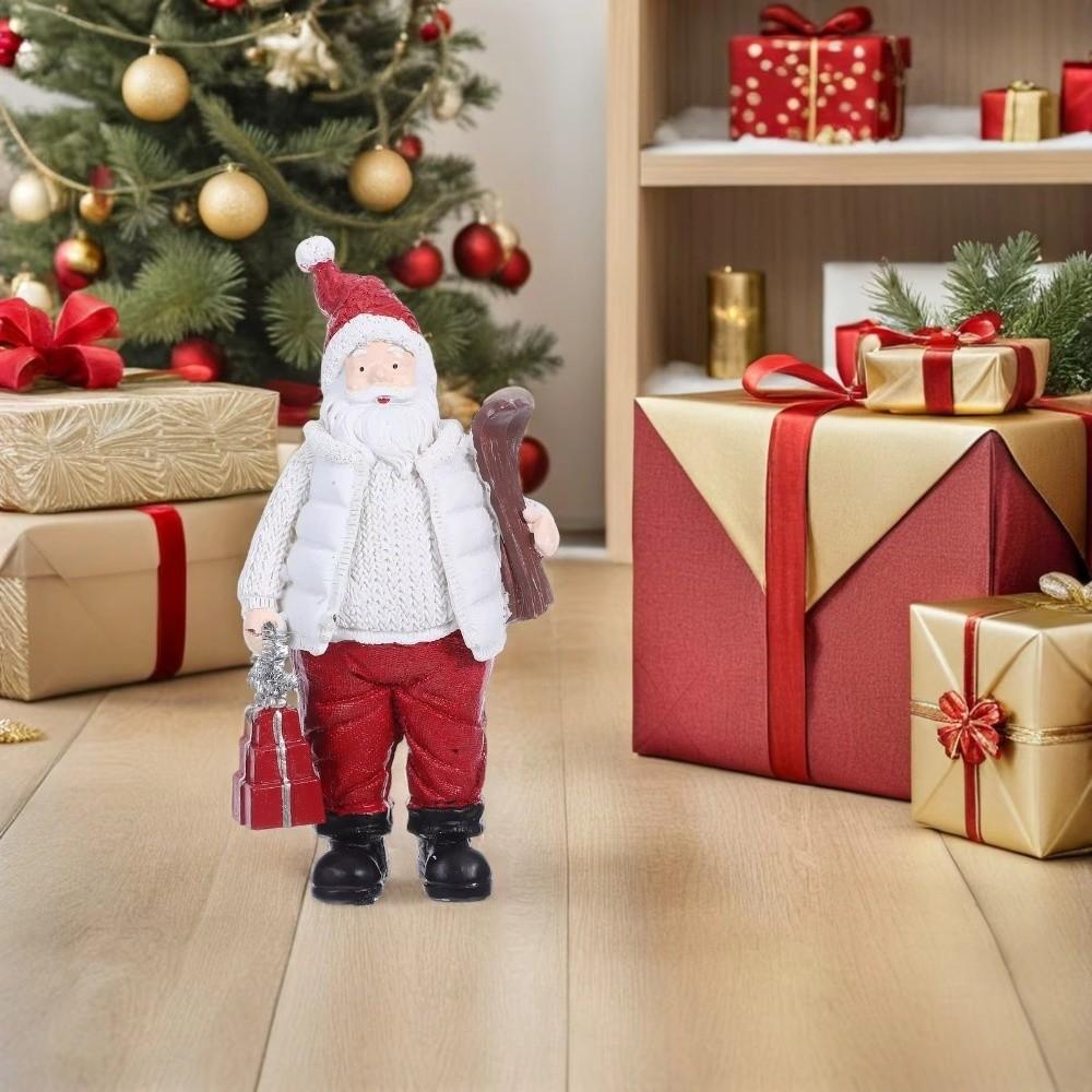 Resin Christmas Figurine Standing Holiday Santa Statue Santa Claus Ornaments  Home Decor