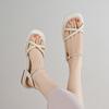 Summer Women's Flat-soled Sandals New Rear Empty Word with Sandals Rubber Soft Sole Large Size Shoes Solid Color Round Head Korean Version