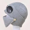 1 Pcs Autumn And Winter New Pilot Glasses Ear Protection Hat With Velvet Warm Wool Hat Women's Korean Knitted Hat Mask