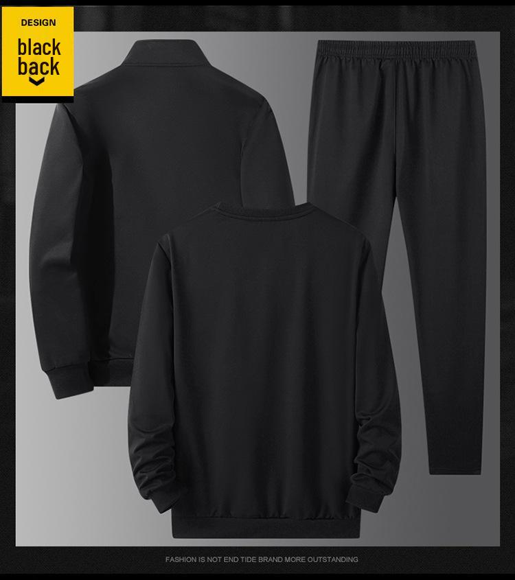 Men's Autumn-Winter Three-Piece Set: Cardigan Hoodie, Loose Sweatpants, Trendy Long-Sleeve Round Neck Top