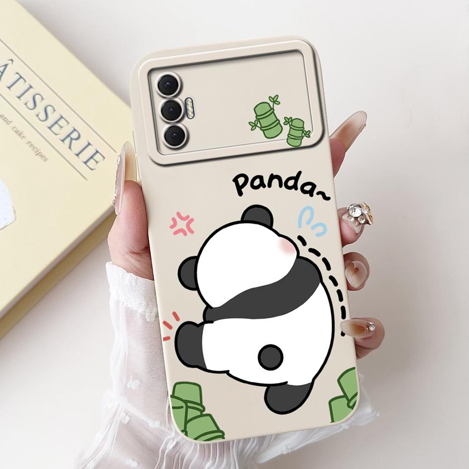 6.6" For Tecno Spark 8P 2021 Case Lovely Panda Cartoon Camera Protection Soft Matte Cover For Tecno Spark8P 8 P KG7H KG7n Bumper
