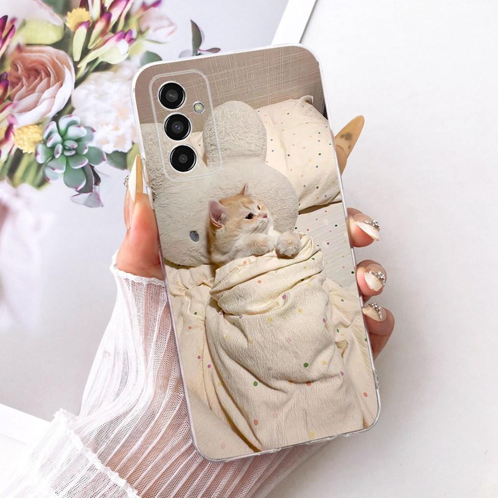 Transparent For Samsung M13 4G SM-M135F Case For Samsung Galaxy M13 4G Cover Cute Cat Fashion Butterfly Funny Painted Casing