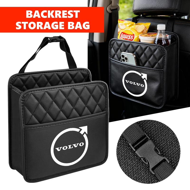 For Volvo Leather Car Seat Storage Bag Chair Back Water Cup Tissue Box AWD XC60 S40 XC40 XC90 C30 C70 S60 S80 S90 T6 V40 V50