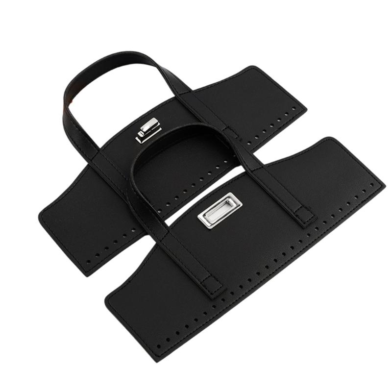 1Set Detachable PU Leather Bag Handle Bag Flap Cover with Lock Replacement Accessorie for DIY Crochet Handbag Sewing Kit
