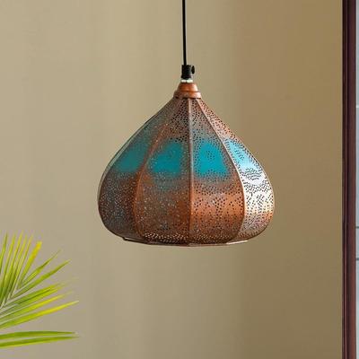 'Moroccan Rustic' Pendant Hanging Light for Living Room (8.6 Inch, Iron, Glossy Finish)|Pendant Light for Ceiling Light For Living Room