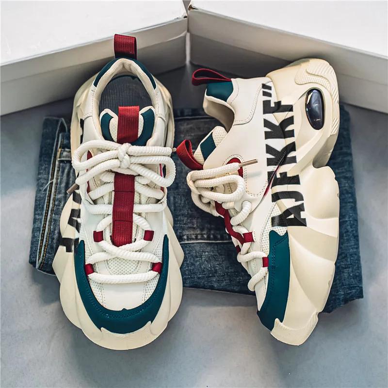 

Fashion Men Letter Pattern Designer Shoes Comfortable Non-Slip Man Casual Sneakers Lace-Up Platform Sneakers Tenis Hombre Zapatillas De 44