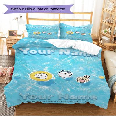 Name Custom CHIIKWAWA Pattern Bedding Set Quilt Cover Pillowcase Home Decor Gift (1 * Duvet Cover + 2 * Pillowcase, Without Core)
