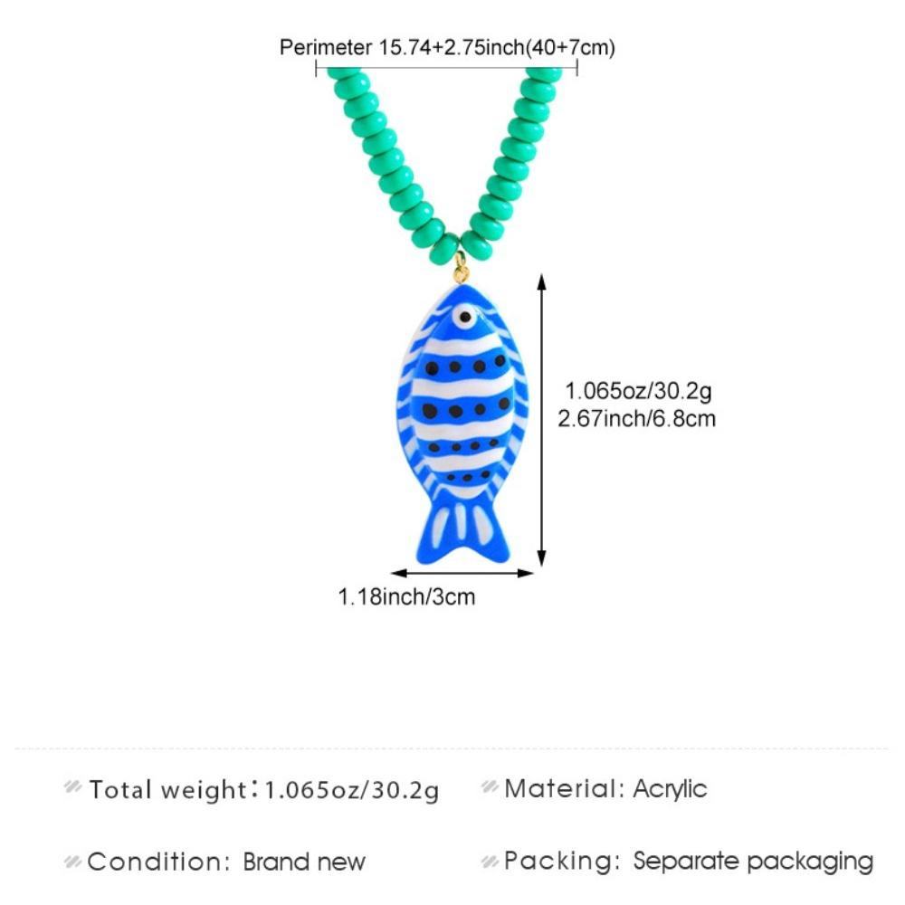 Bohemia Fashion Dopamine Color-matched Beaded Small Fish Pendant Necklace for Women Summer Beach Vacation Collar Chain Jewelry