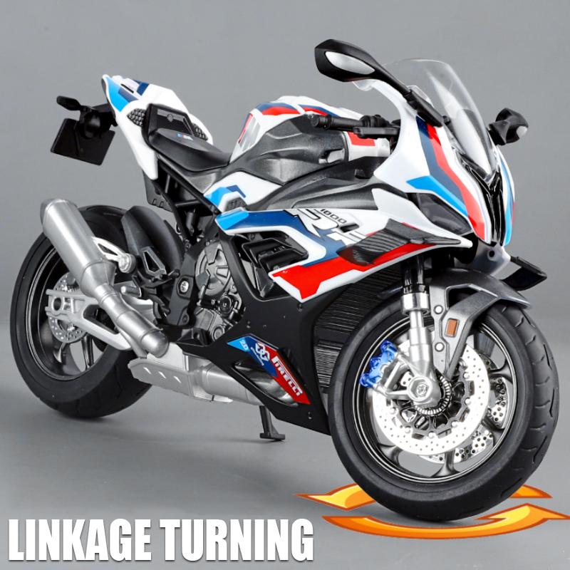 New 1/9 BWM S1000RR Large Size Simulation Alloy Motorcycle Model Shock Absorbers Carrying Lighting Collection Toy Car Kid Gift