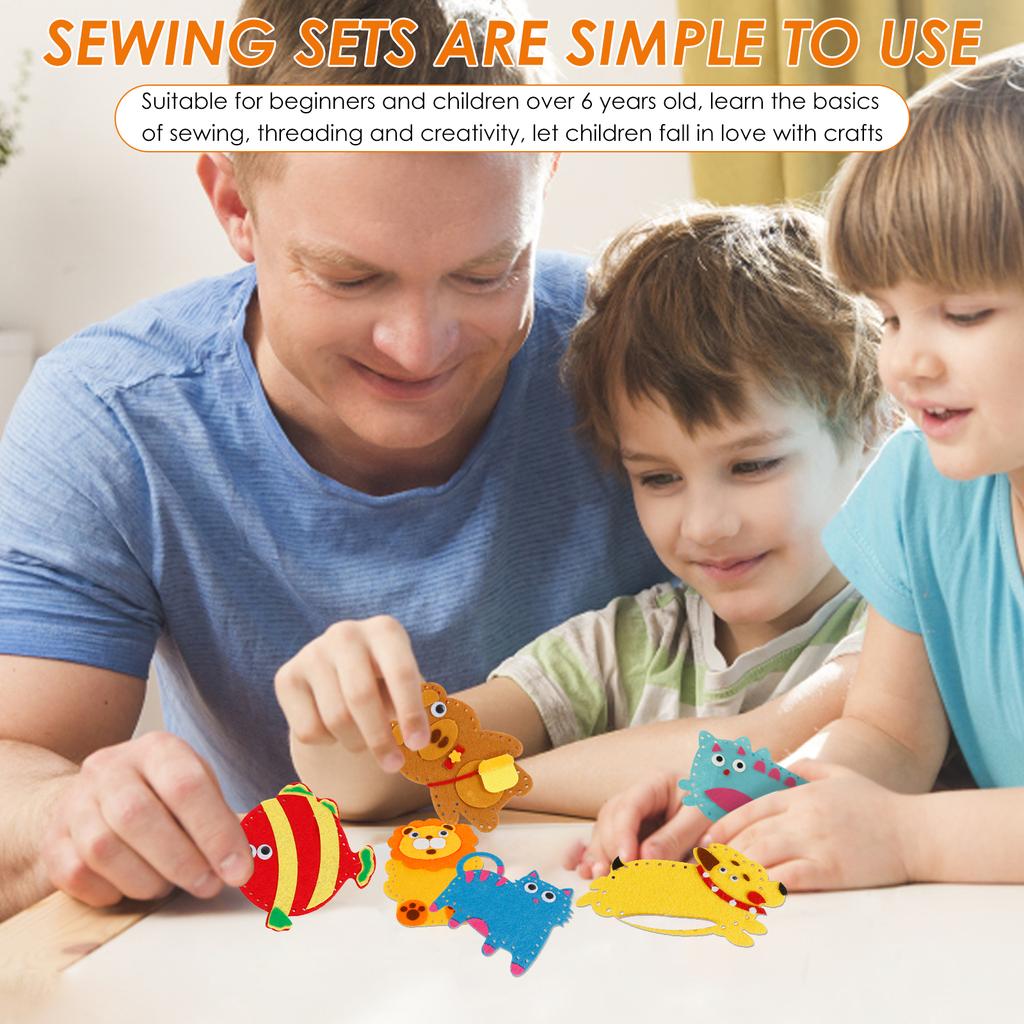 Kids Sewing Kit Fun and Educational Beginner Sewing Kit Creative Felt Sewing Kit Portable DIY Felt Sewing Craft Kit for Family