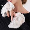 White Tull Elastic Short Fake Flared Sleeves Double Layer Ruffle Lace Detachable Cuffs Sweater Decorative Accessories