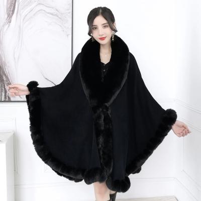 Zimowe ciepłe peleryny plus size płaszcz rękawy nietoperz poncho płaszcz damski duży wykładany kołnierz sztuczne futro okrągły kołnierz luźny kardigan szal płaszcz