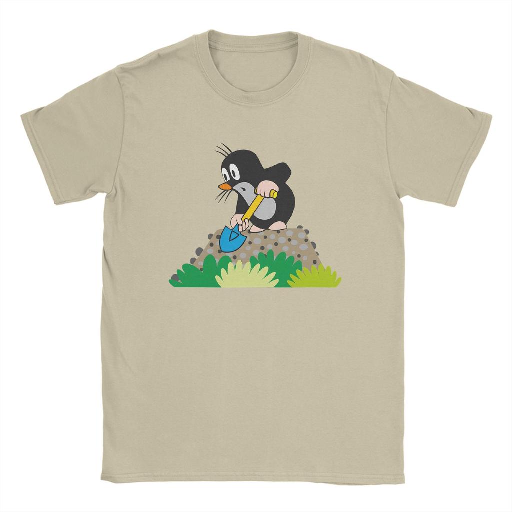 The Little Mole T-Shirt for Men Vintage 100% Cotton Tees Round Neck Short Sleeve T Shirts Gift Idea Clothes