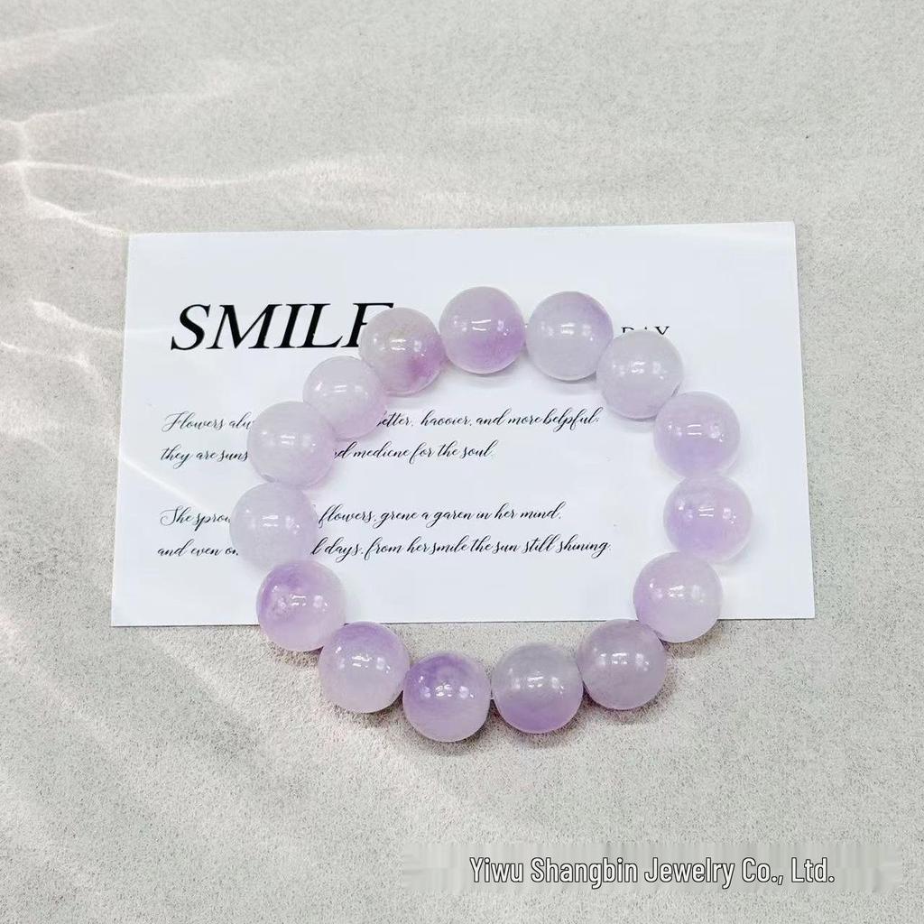 Gradient Glazed Glass Bead Bracelet - 12mm Ice Transparent Ring Wrap, Soft Disc Finish, Student Bracelet, Best Friend Gift