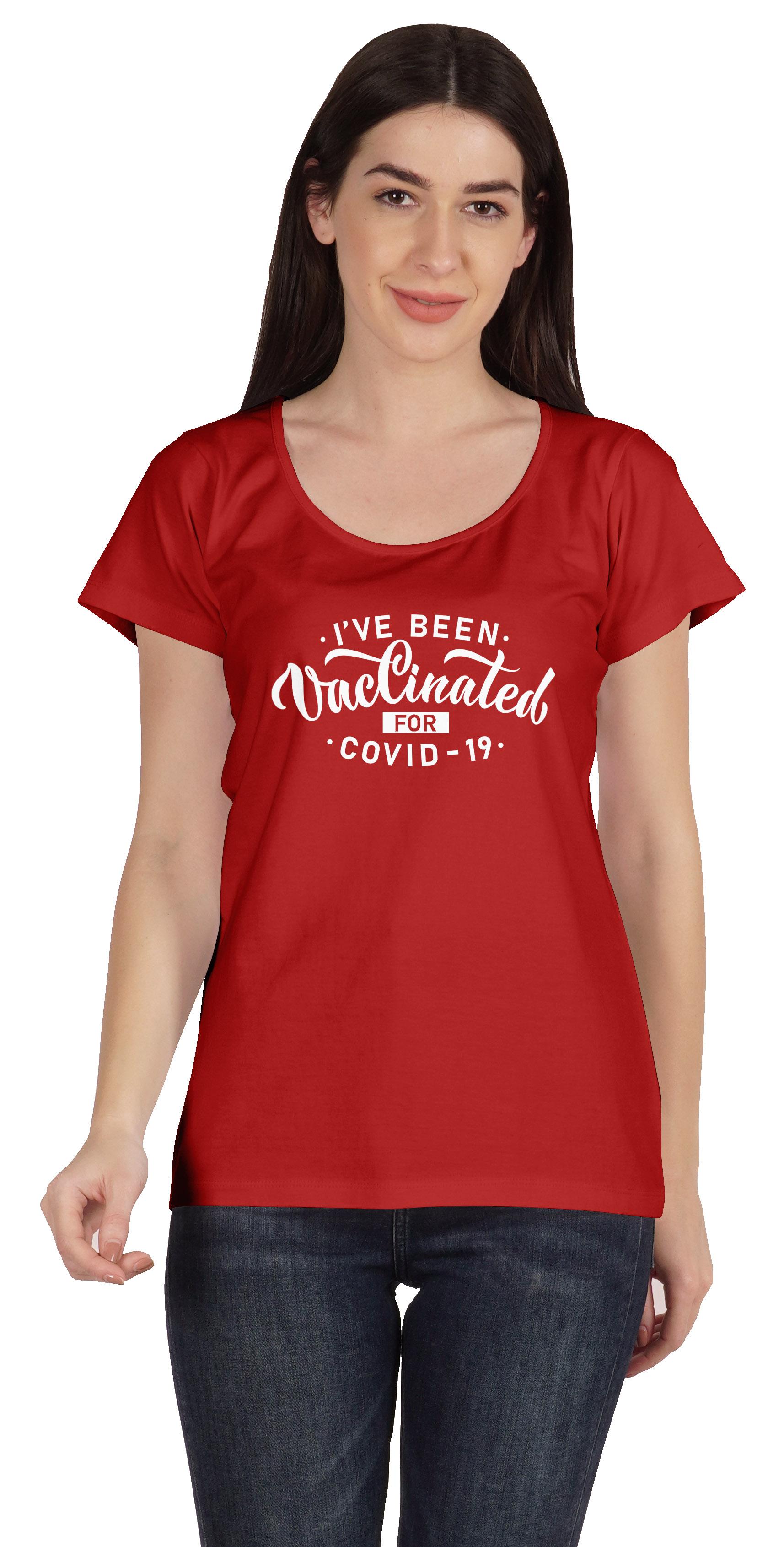 

Inkmeso Womens I ve Been Vaccinated Pro-Vaccine Crew Neck T-shirt XXL червоний