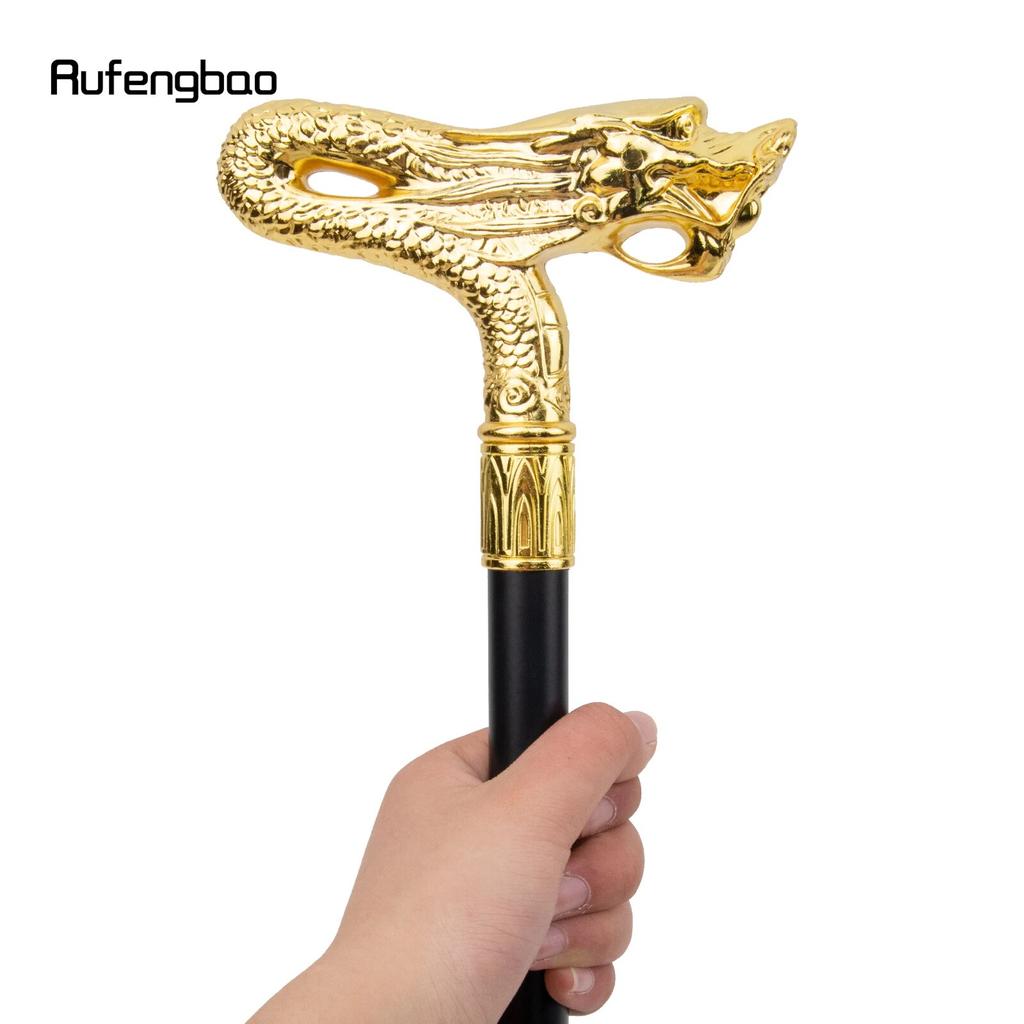 Golden Dragon Head Fashion Walking Stick Decorative Stick Cospaly Vintage Party Fashionable Walking Cane Crosier 92cm