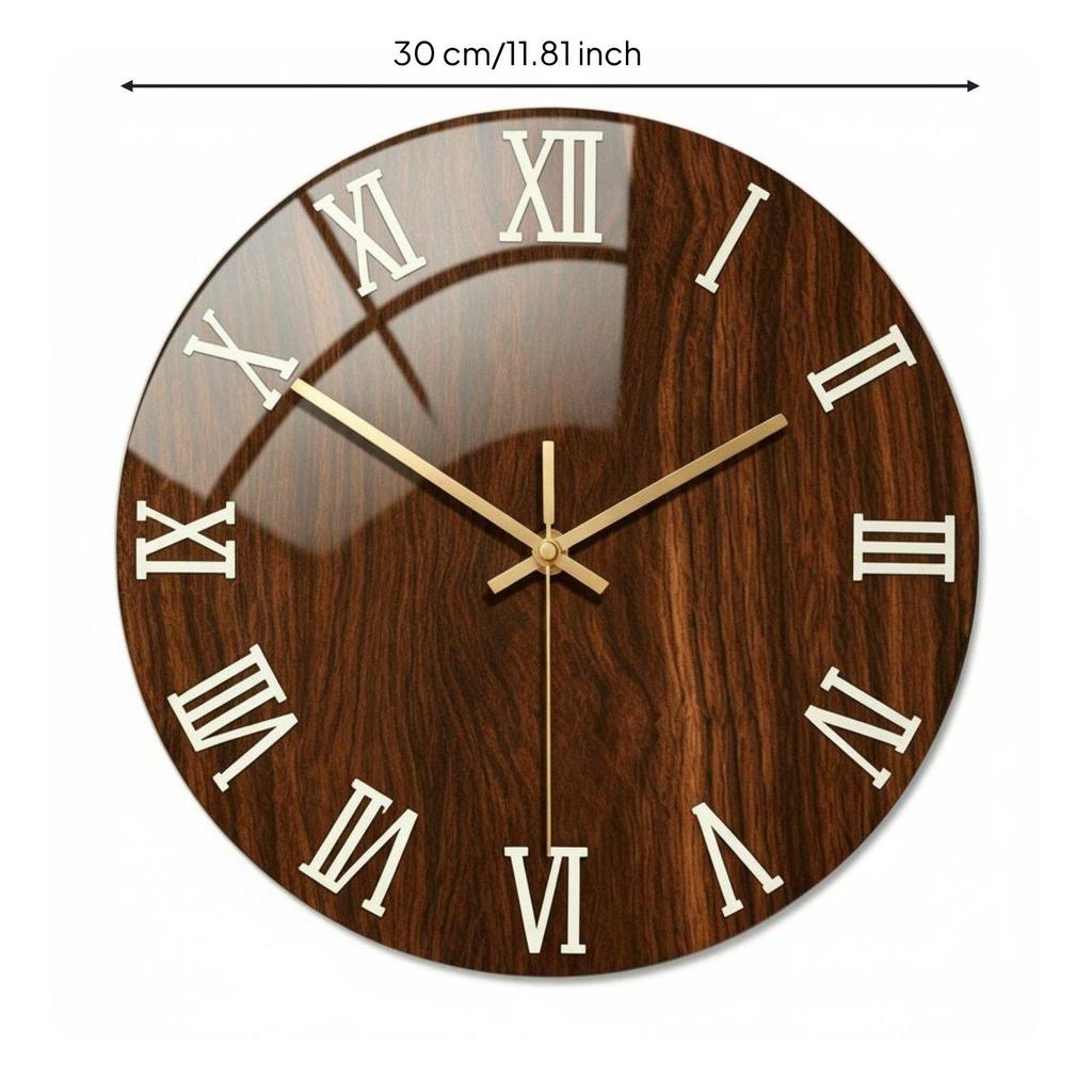 Round Marble Wall Timepiece Noiseless Home Decor Non Ticking for Hallway