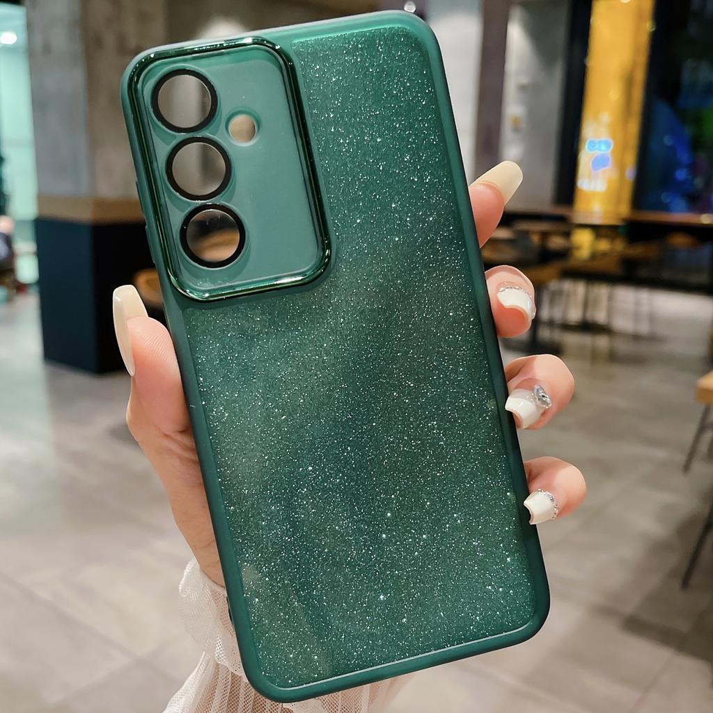 For Samsung Galaxy A16 5G/4G Case Clear TPU Phone Cover With Camera Lens Protector Glitter Sticker