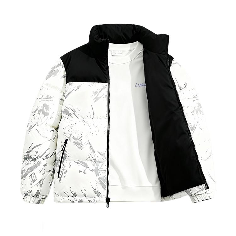 

Li Ning Trendy American Style Stand Collar Patchwork Comfortable Warm Minimalist Versatile Down Jacket Unisex outerwear YYMV213-4+AWDUC45-1 4XL