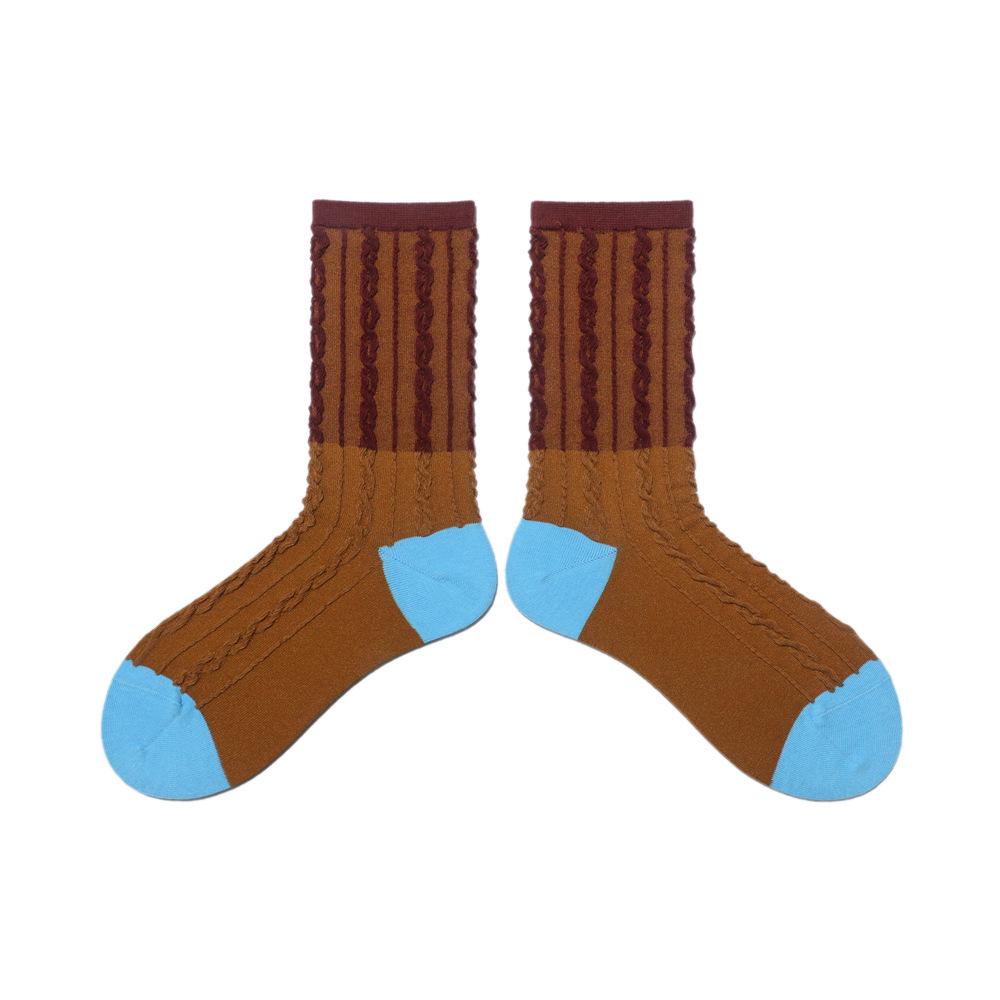 Women's Color Block Cable Knit Mid-Calf Slouch Socks