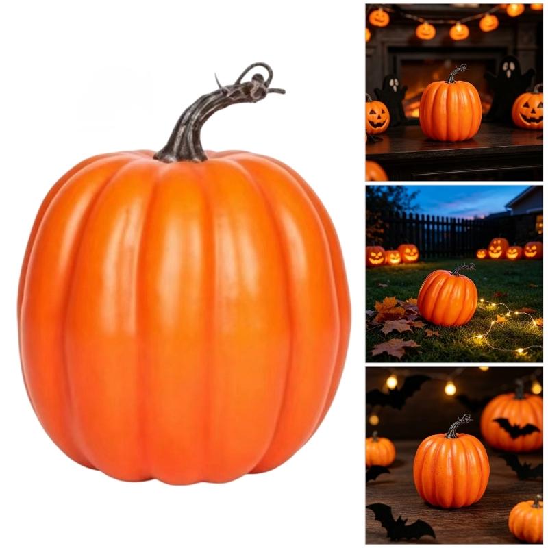 Seasonal Fall Accent Piece with Realistic Ridges and Curved Stem, Harvest Styling for Shelves, Entryway Tables, Trays, and Windowsills