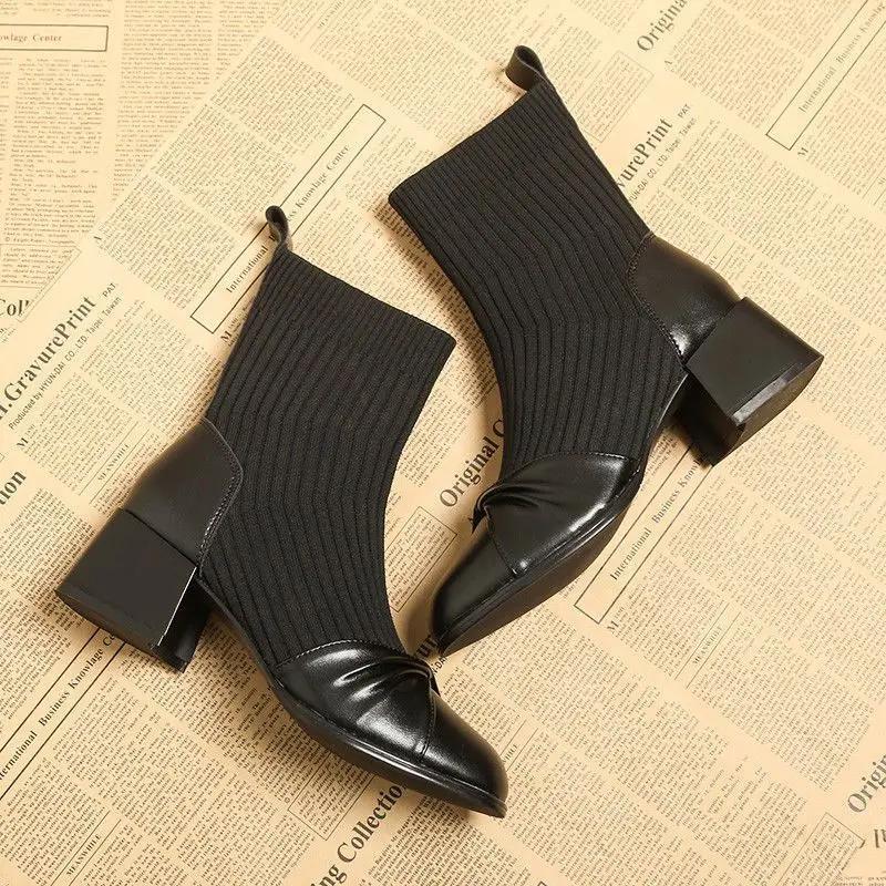 Fashion Autumn Ankle Boots for Women Winter 2024 Elastic Woman Short Shoes Hot High Quality Chic and Elegant Fashion New In Sale Booties