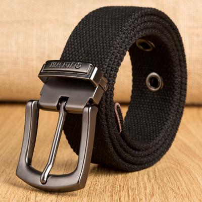 Men's Pin Buckle Canvas Belt Outdoor Thickened Woven Fabric Belt Lengthened Versatile Student Belt Extra