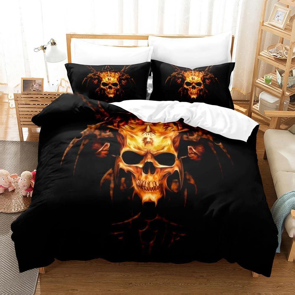 Dark Satanic Bedding Set Boys Girls Twin Queen Size Duvet Cover Pillowcase Bed Kids Adult Fashion Home Textileextile