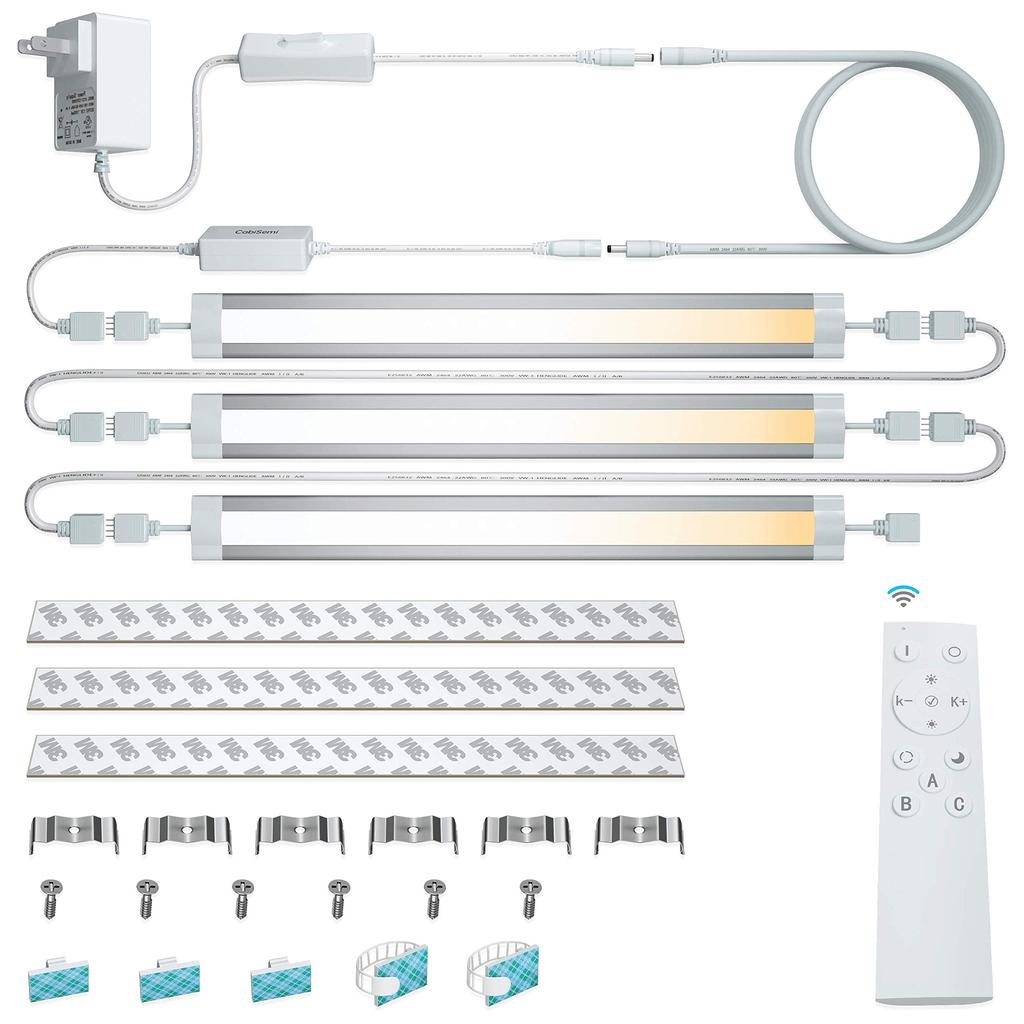 LED Smart Cabinet Closet Bar Smart Kitchen Light with Remote Remote Dimmable Night Emergency Night Kitchen Wardrobe Bedside Indirect Smart Set of 3