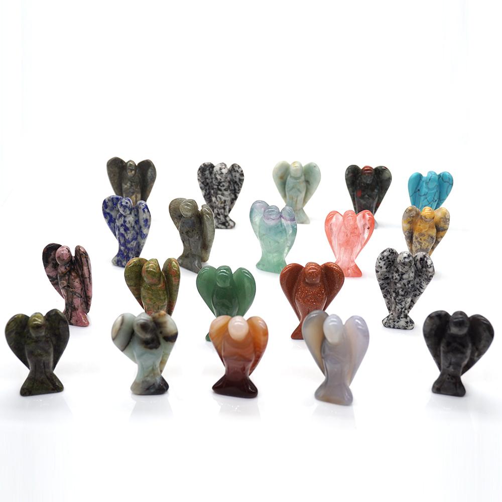 1.5" Guardian Angel Figurine Natural Healing Crystal Statue Home Stone Decor Study Craft Gift Trinket Room Ornament