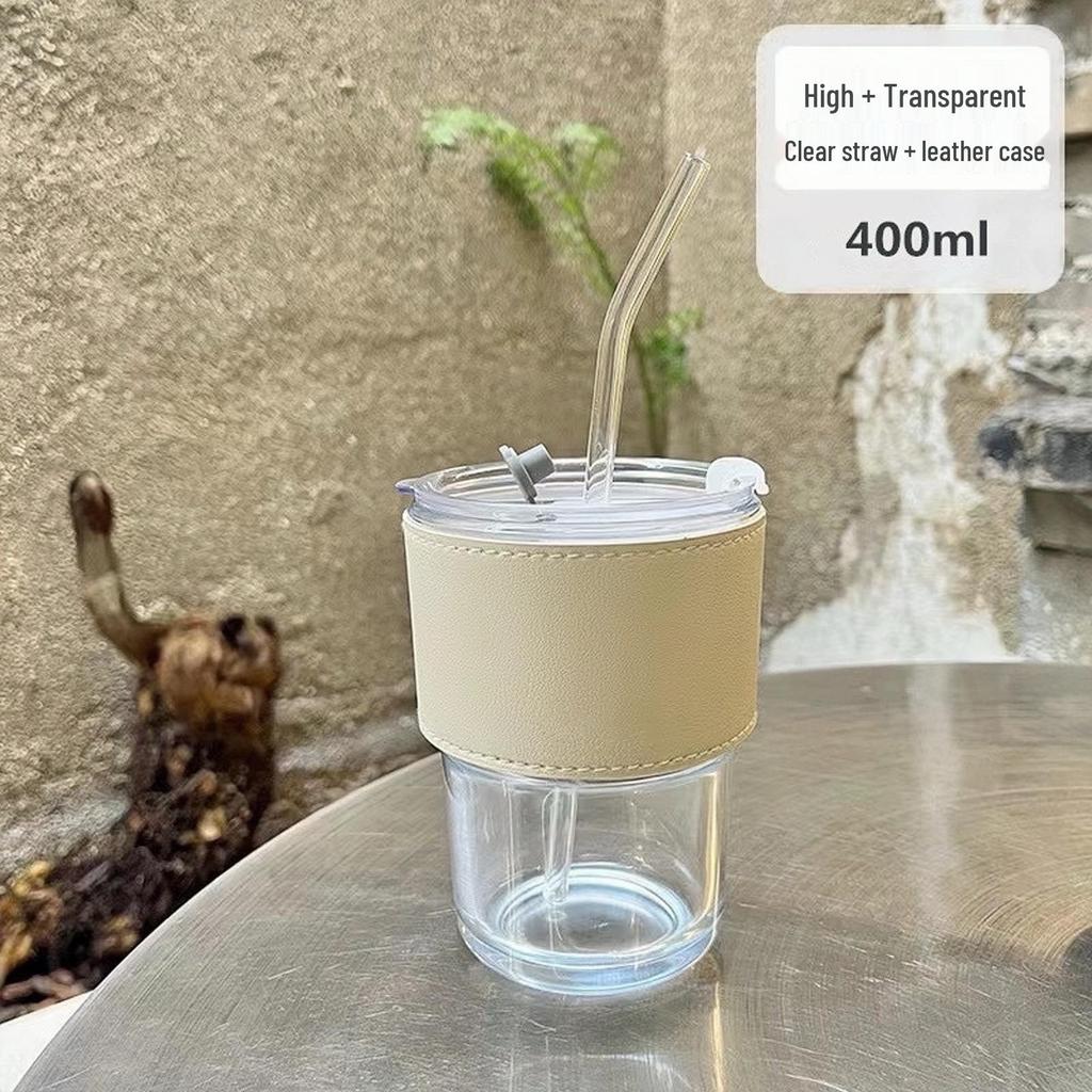 Creative Bamboo Glass Straw Cup - Summer Design, Portable Coffee Mug, Perfect Gift or Souvenir