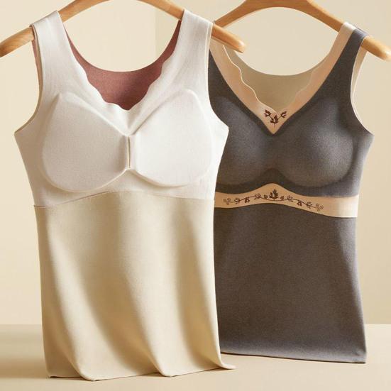 Bottoming Vest Warm Thermal Inner Wear with Built-In Bra Seamless Design Soft Touch Comfortable Layering Winter Undershirt