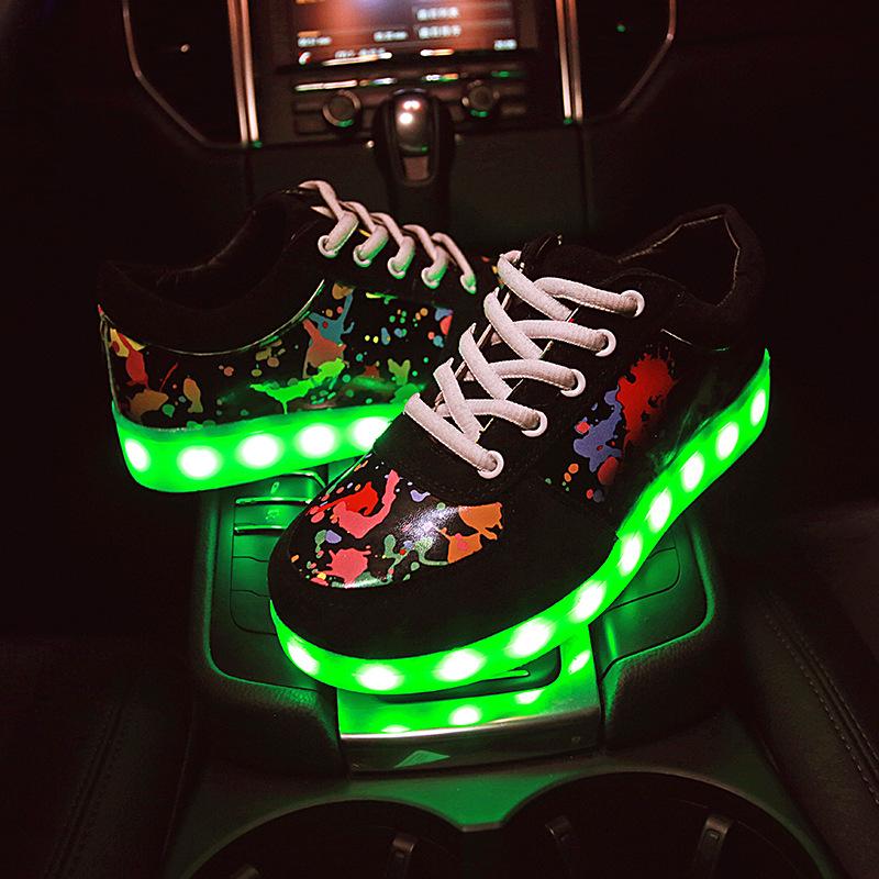 Summer Couple Graffiti LED Light-Up Sneakers with USB Charging