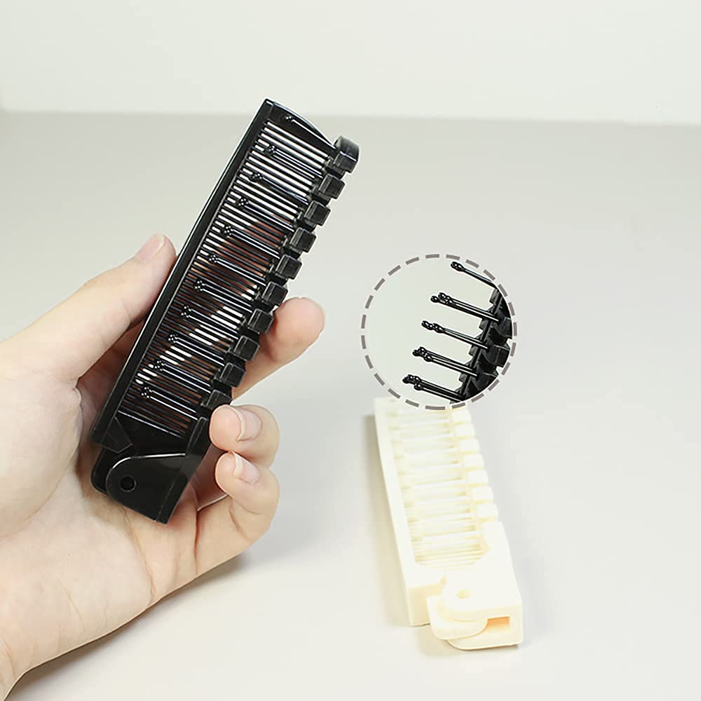 SUER Folding Hair Comb for Men and Hair Care Double Hair Easy To Black and Women, Comb, Brush, Portable, Compact, Hold, Travel-Friendly, White,