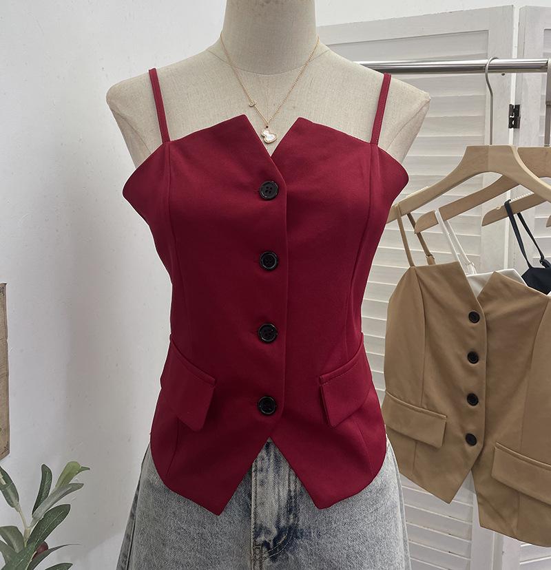 

Real Shot Single-Breasted Slimming Suit Vest Camisole 2826 One Size