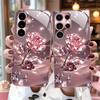 Classic Crystal Rose Phone Case S26 Ultra Case Glass Mobile Phones for Samsung Galaxy S26 S25 S24 S23 S22 FE Ultra Plus