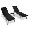 Day and Night - Day and Night Loungers with Tables 2 Units Steel and Black Textilene