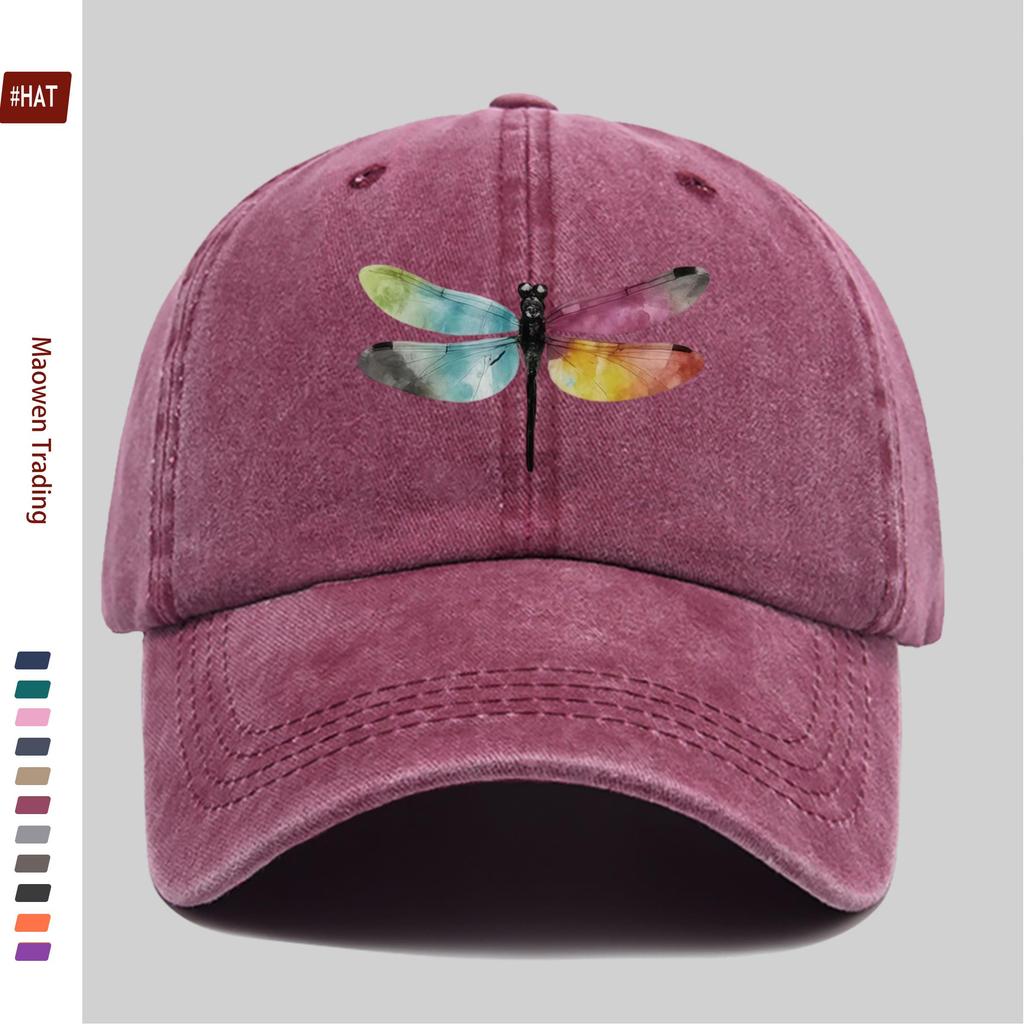 PC Niedliche Libellen-Print Baseballkappe Sexy Design Sonnenhut Bequem und Leicht Trucker Dekorativer Hut mit Verstellbarem S